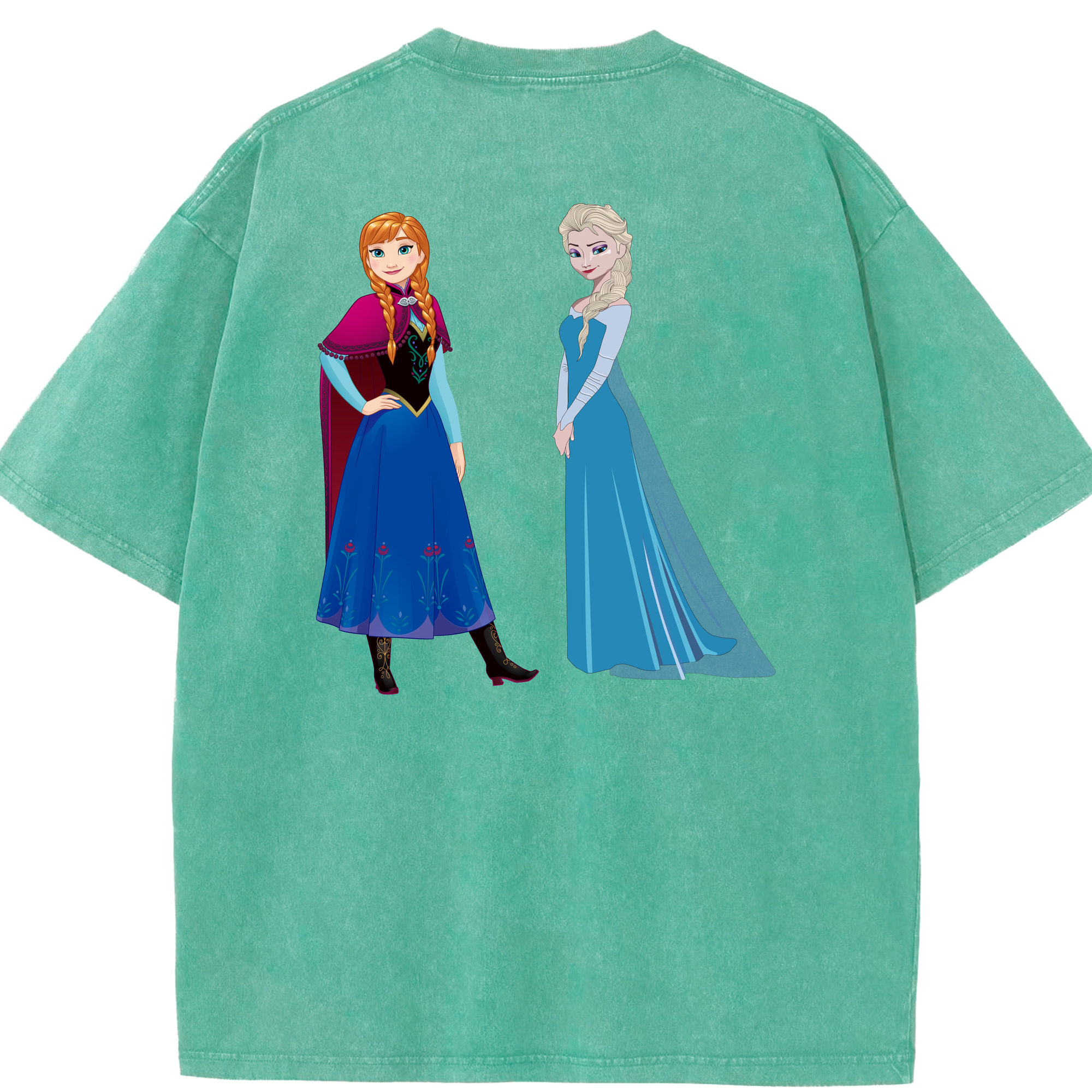 （画像用） アナと雪の女王 アンナ エルサ Frozen Anna Elsa 綿100% ヴィンテージ風 半袖Tシャツ（背面プリント）